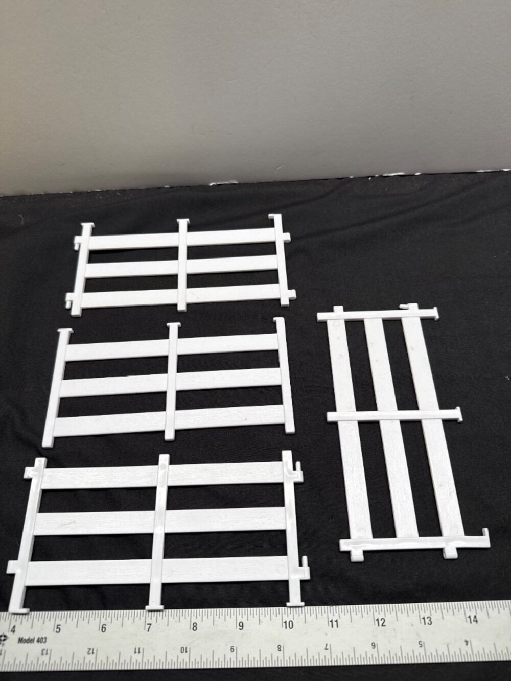 Set Of Miniature White Plastic Fences For Crafting Model Railroads Or Dioramas -